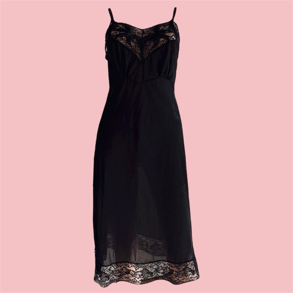 Vintage black nylon nightgown